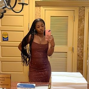 WINDSOR SZ SMALL BODY CON EVENING GOWN, COPPER BROWN🤎